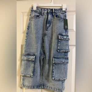 Wild Fable Light Blue Denim Cargo Midi Skirt